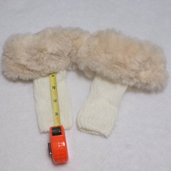 NEW Faux Fur Cream Boot Toppers Ribbed Knit - Picture 3 of 4